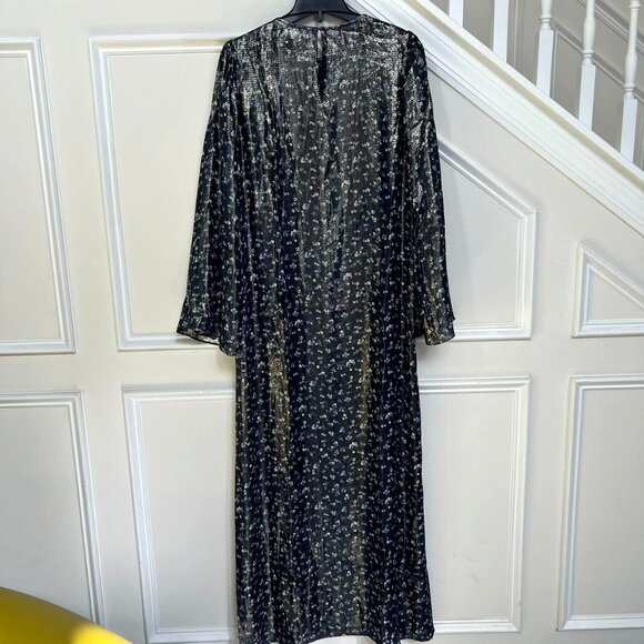 NWOT $434 MICHAEL KORS Navy Metal Floral Maxi Long Dresses Size M Women - Picture 9 of 10